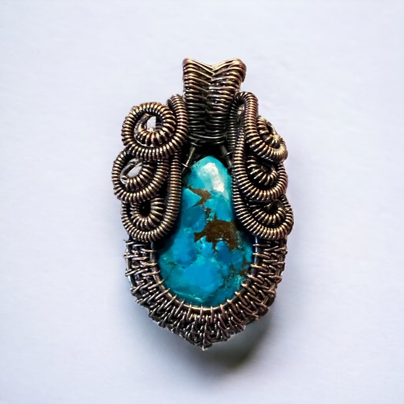 WIRE WRAPPED PENDANT NATURAL GEMSTONE - Picture 2 of 3